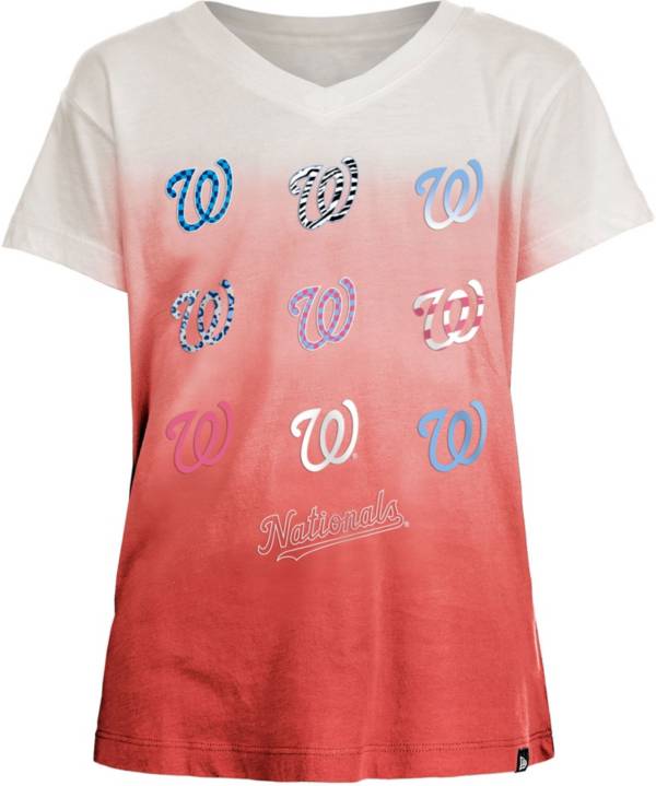 New Era Girl's Washington Nationals Red Dipdye V-Neck T-Shirt product image
