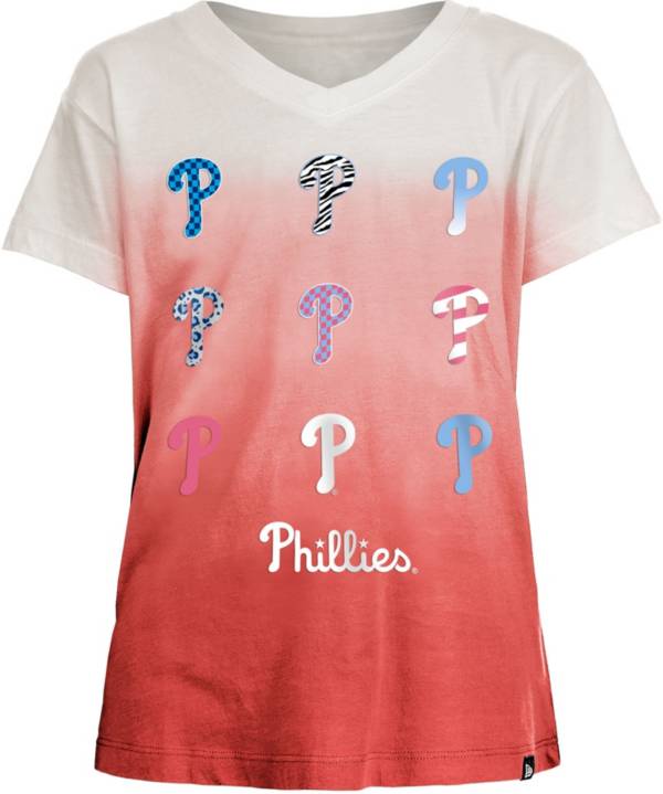 New Era Girl's Philadelphia Phillies Red Dipdye V-Neck T-Shirt product image