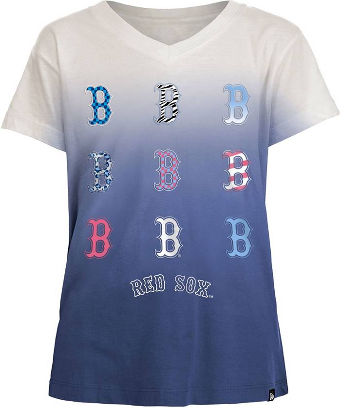 New Era Girl's Boston Red Sox Navy Dipdye V-Neck T-Shirt