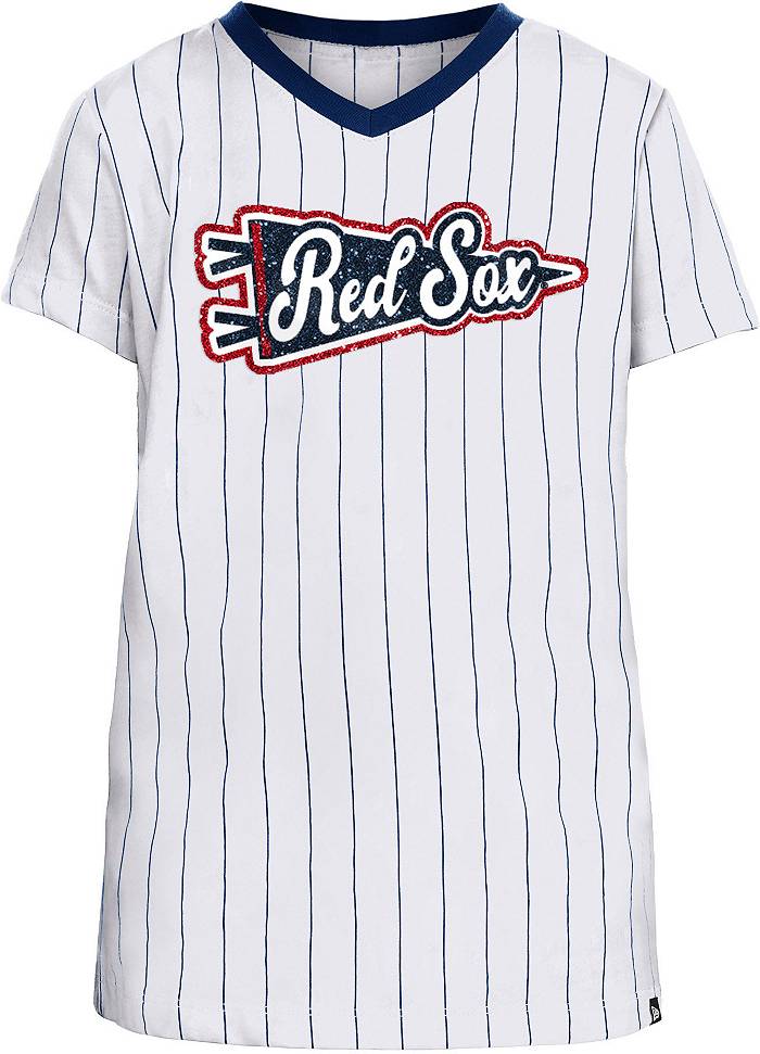 Women's Boston Red Sox New Era White Boxy Pinstripe T-Shirt