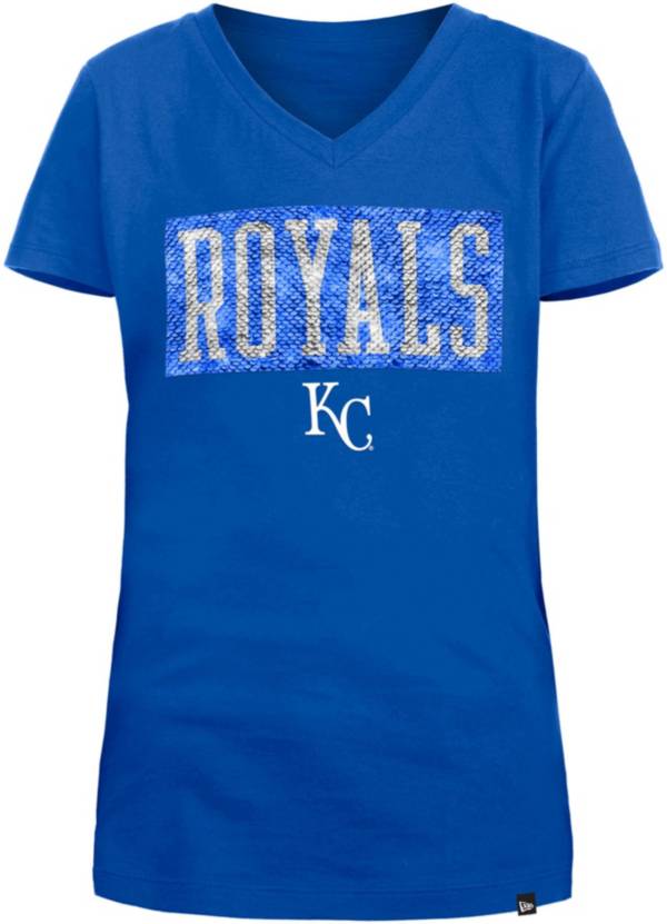New Era Girls Kansas City Royals Blue Flip Sequin V-Neck T-Shirt product image