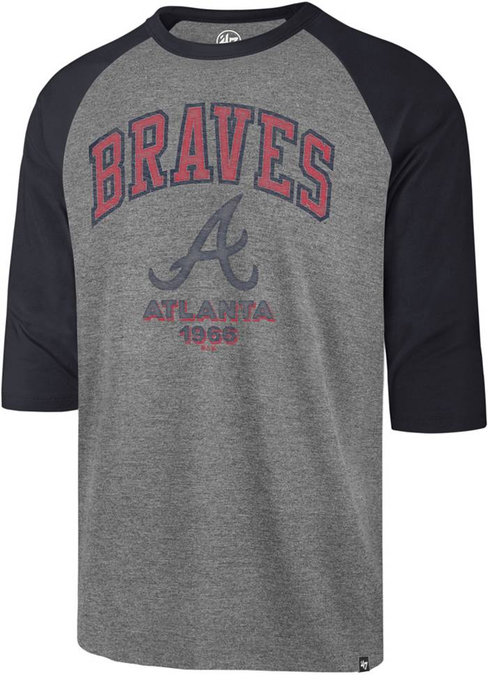 47 Men's Atlanta Braves Gray Franklin Long Sleeve Raglan T-Shirt