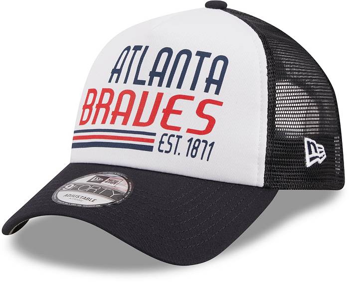 Men's New Era Navy Atlanta Braves Team Split Pullover Hoodie Size: Small