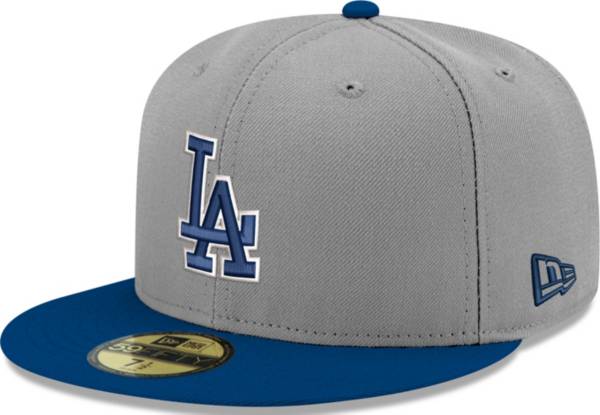 New Era Flat Brim 59FIFTY Farm Team Los Angeles Dodgers MLB Grey and Blue  Fitted Cap