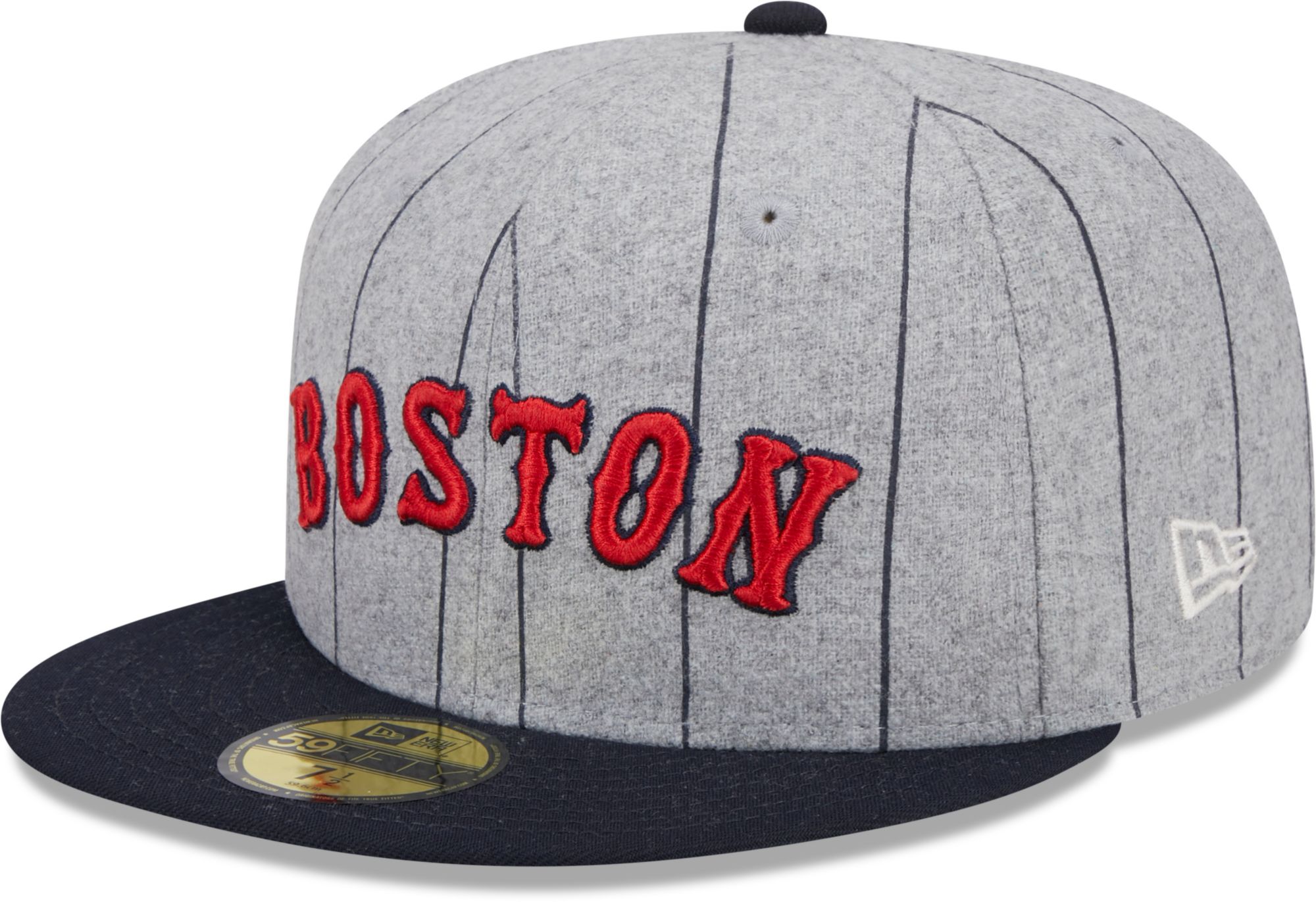 New Era Men's Boston Red Sox Navy Heather Pinstripe 59Fifty Fitted Hat