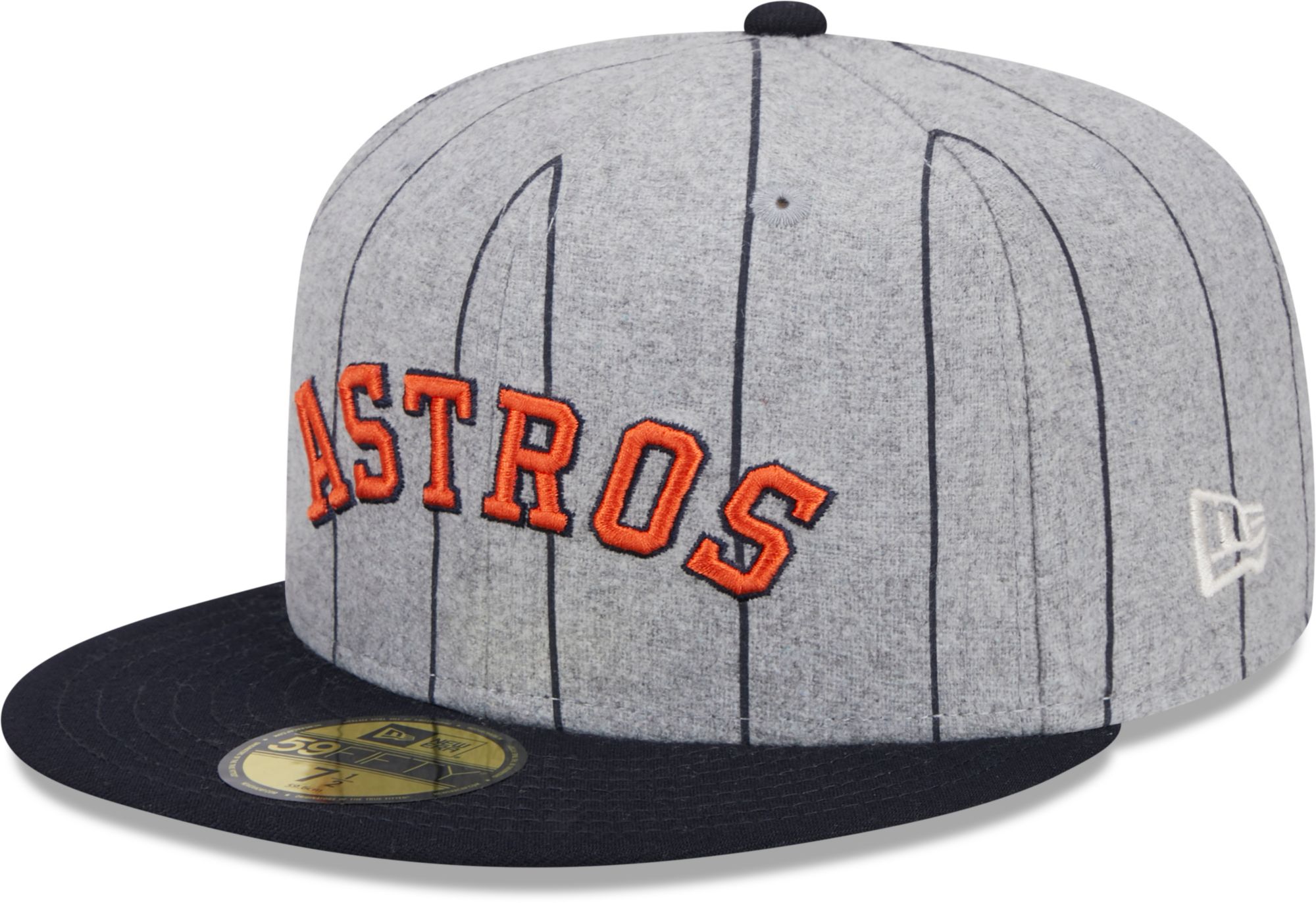 New Era Men's Houston Astros Navy Heather Pinstripe 59Fifty Fitted Hat