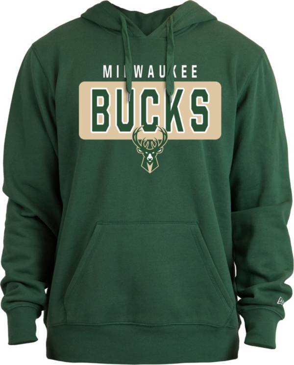 New Era Men's Milwaukee Bucks Green Fleece Hoodie