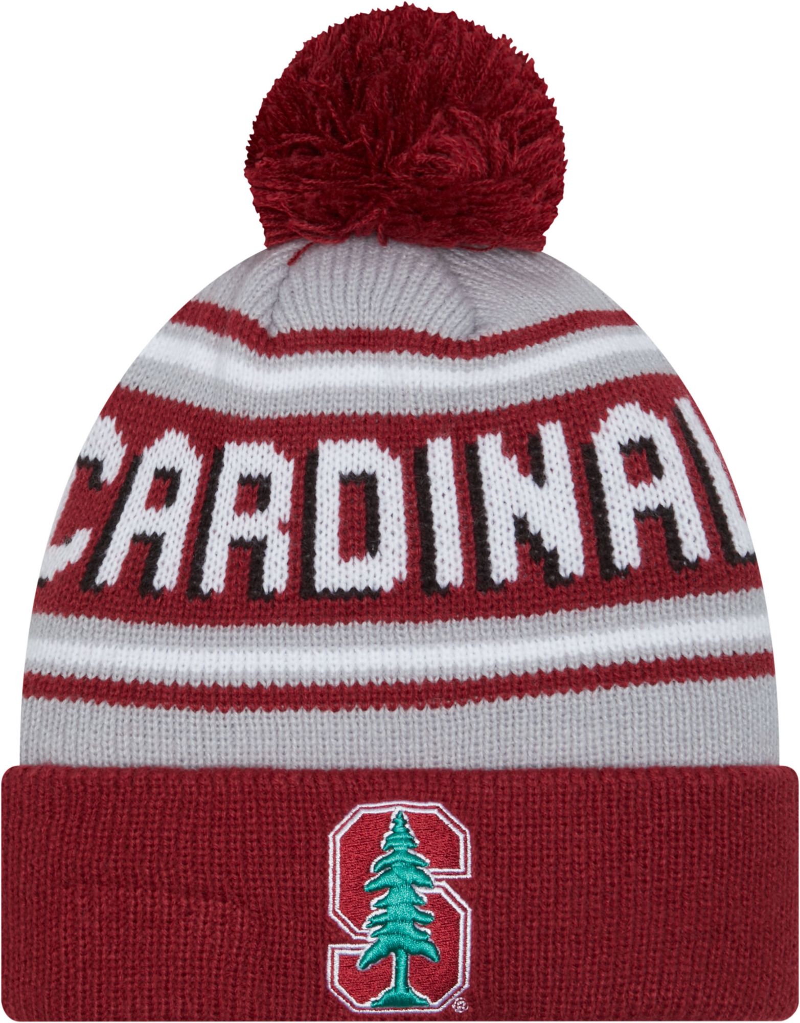 New Era Men's Stanford Cardinal Cardinal Pom Wordmark Beanie