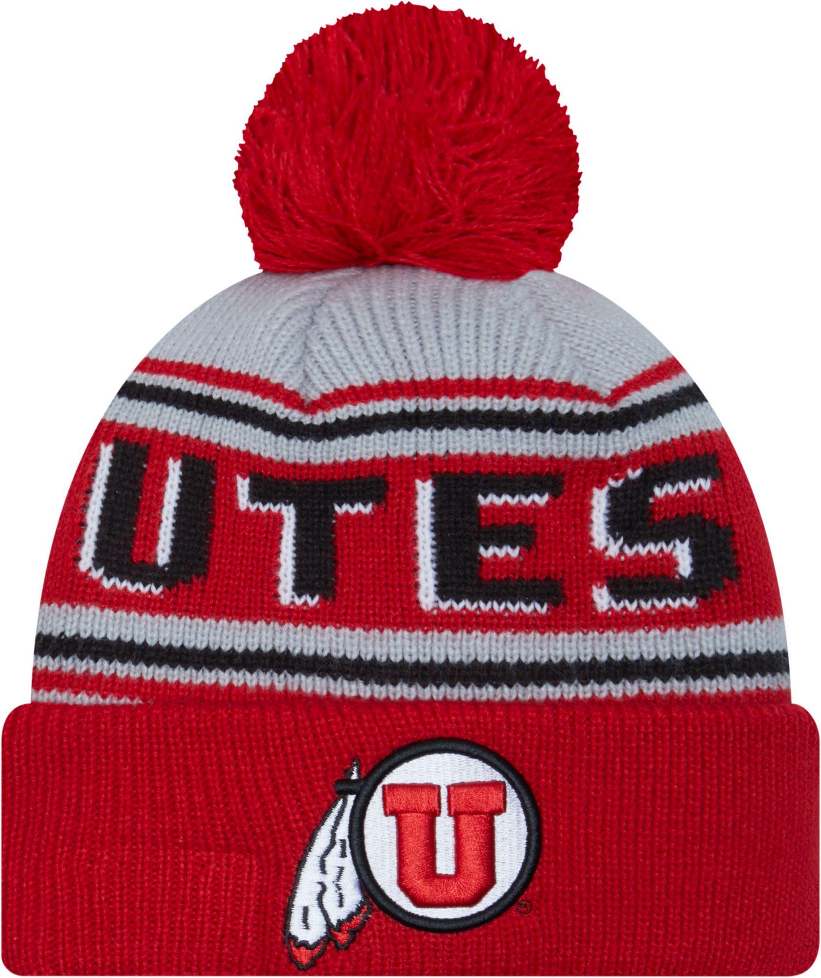 New Era Men's Utah Utes Crimson Pom Wordmark Beanie