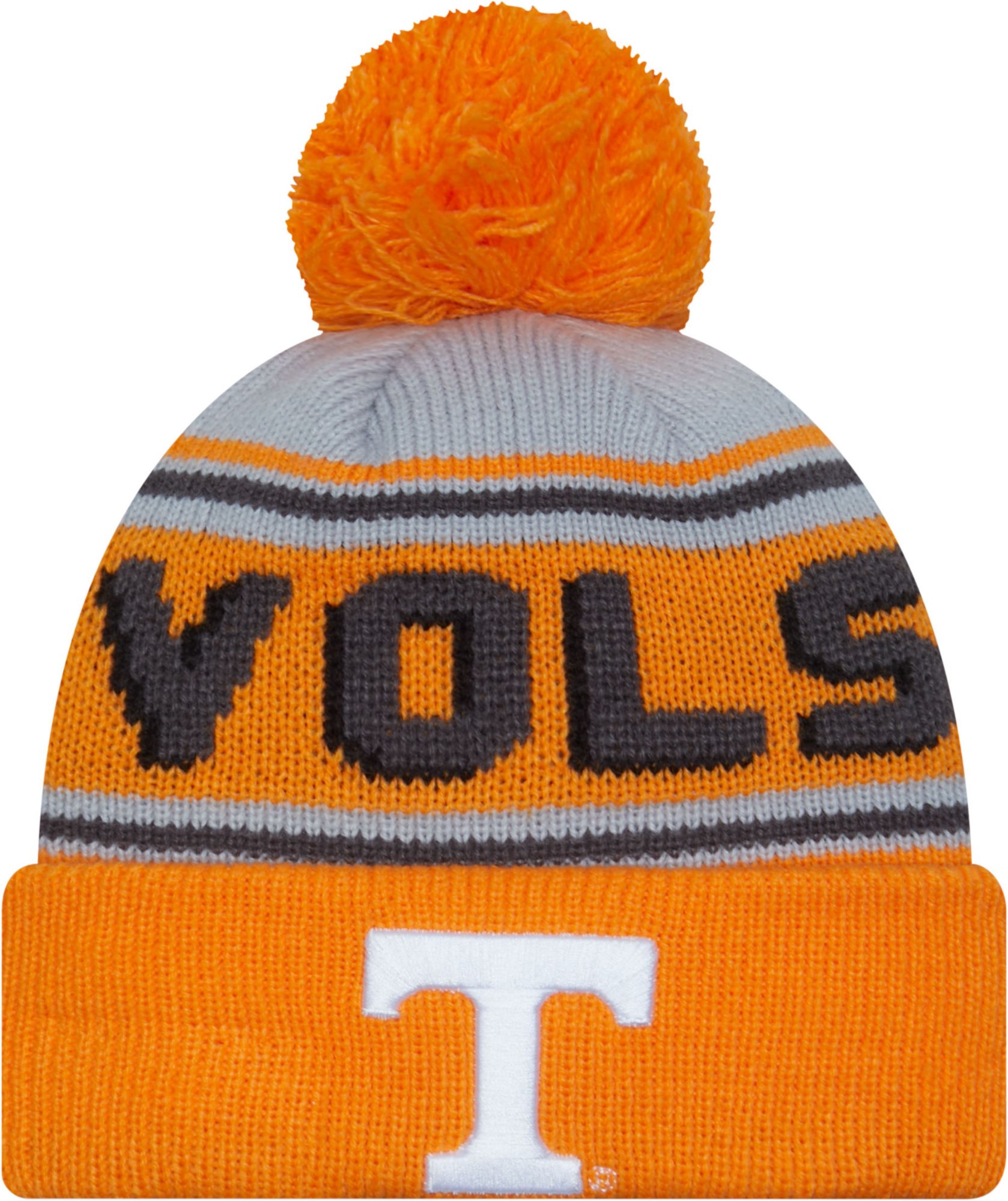 New Era Men's Tennessee Volunteers Tennessee Orange Pom Wordmark Beanie