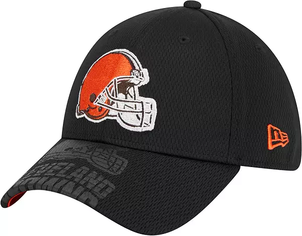 New Era Men's Cleveland Browns Top Visor 39Thirty Black Stretch Fit Hat