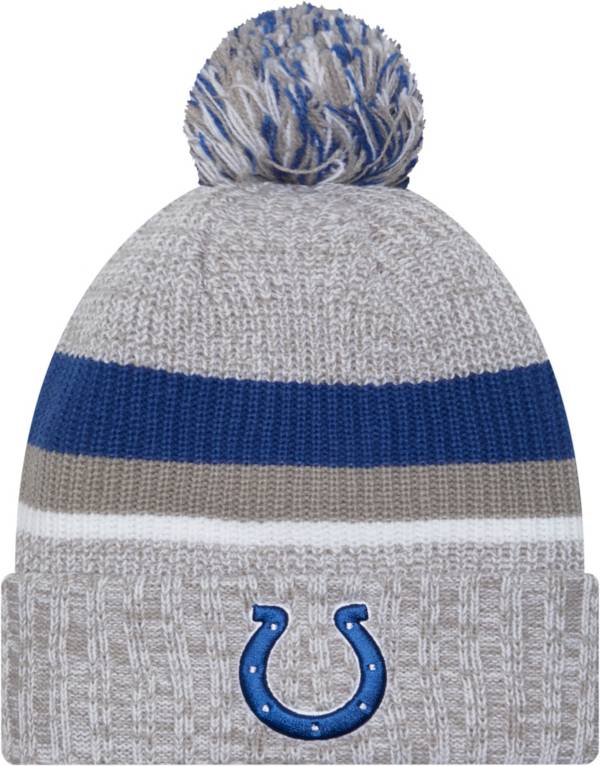 New Era Men's Indianapolis Colts Heather Grey Pom Knit Beanie