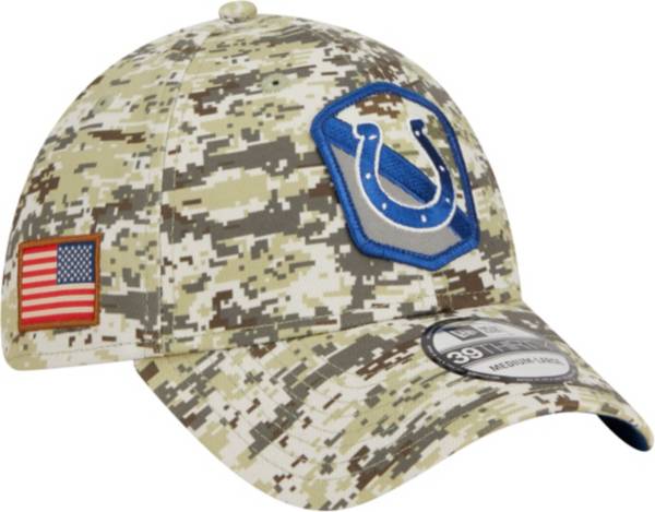 Men's New Era Camo Indianapolis Colts 2023 Salute to Service 39THIRTY Flex Hat Size: Medium/Large