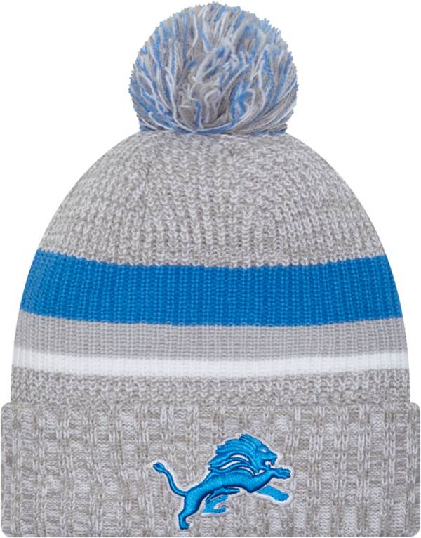 New Era Men's Detroit Lions Heather Grey Pom Knit Beanie