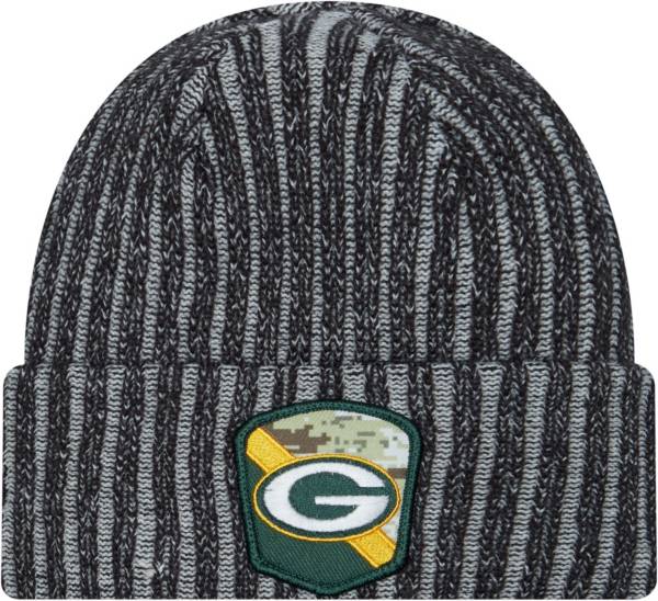 Green Bay Packers New Era Black 2023 Salute to Service Knit Hat - Men's