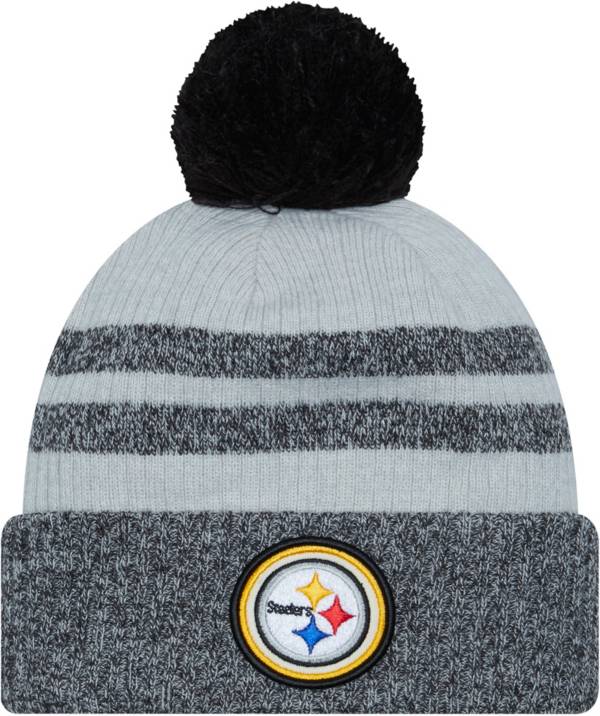 New Era Men's Pittsburgh Steelers Patch Grey Pom Knit Beanie product image