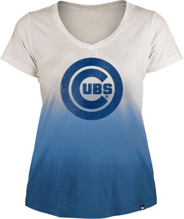 New Era Women's Chicago Cubs Blue Dipdye Scoop V-Neck product image