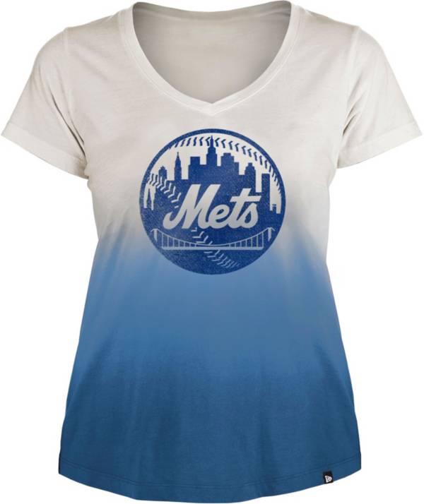 New Era Women's New York Mets Blue Dipdye Scoop V-Neck product image