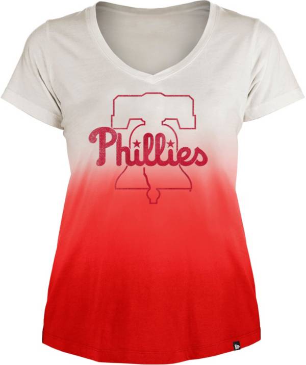 New Era Women's Philadelphia Phillies Red Dipdye Scoop V-Neck product image