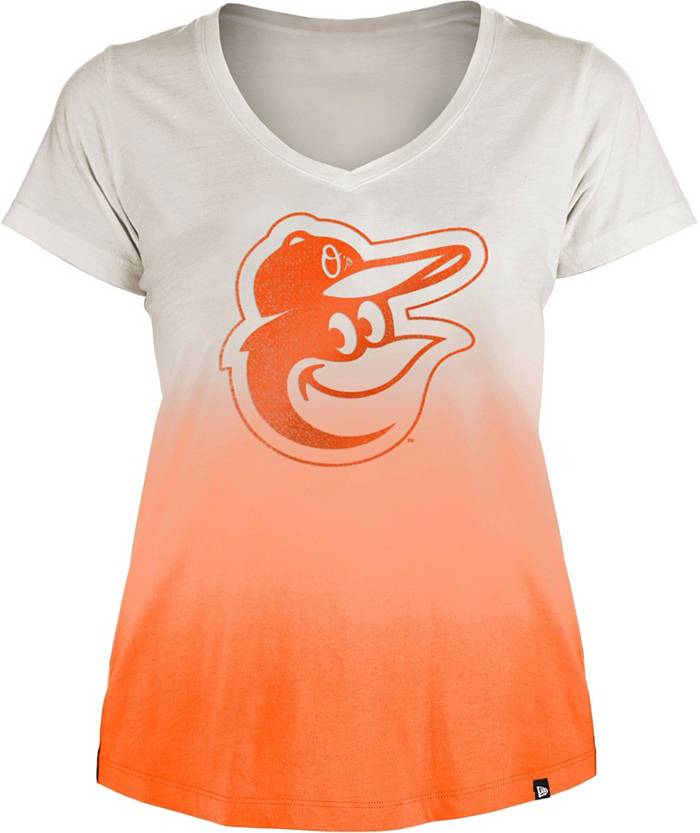 New Era Girls Baltimore Orioles Orange Dipdye V-Neck T-Shirt