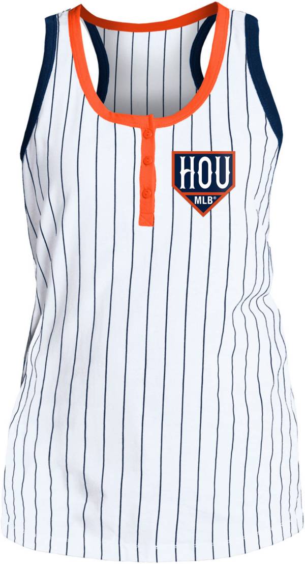 Houston Astros New Era Girls Youth Pinstripe V-Neck T-Shirt - White