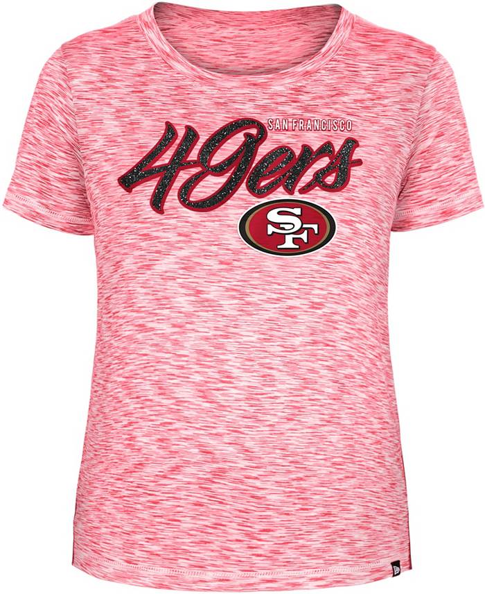 New Era Women's San Francisco 49ers Space Dye Glitter Red T-Shirt