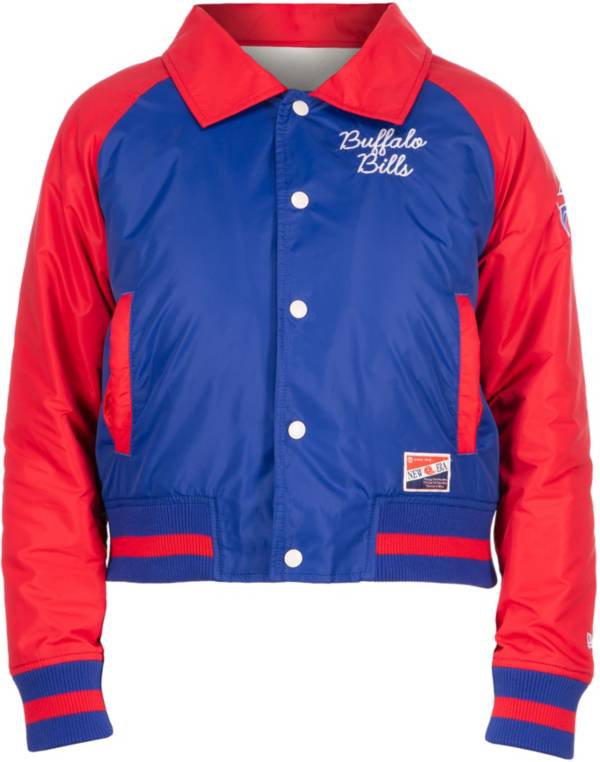 NFL Varsity Satin Buffalo Bills Royal Blue and Red Jacket