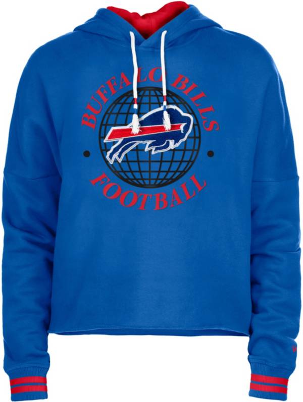 New Era Women's Buffalo Bills Royal Raw Edge Cropped Hoodie