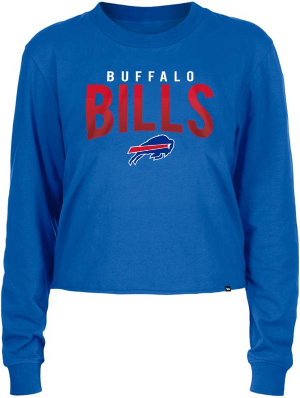 Juniors Buffalo Bills White Carli Crop Long Sleeve T-Shirt