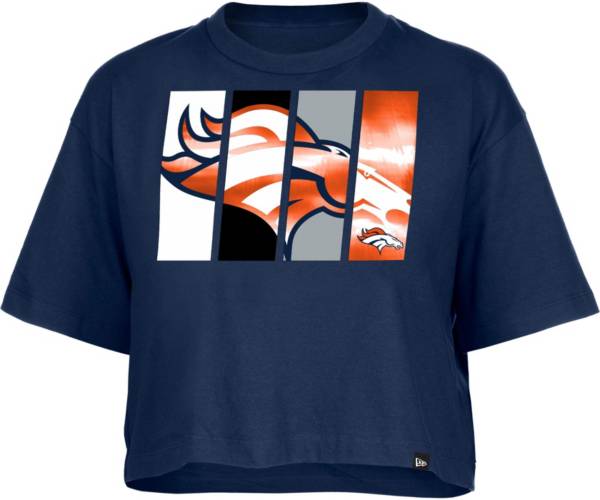 New Era Women's Denver Broncos Panel Boxy Navy T-Shirt