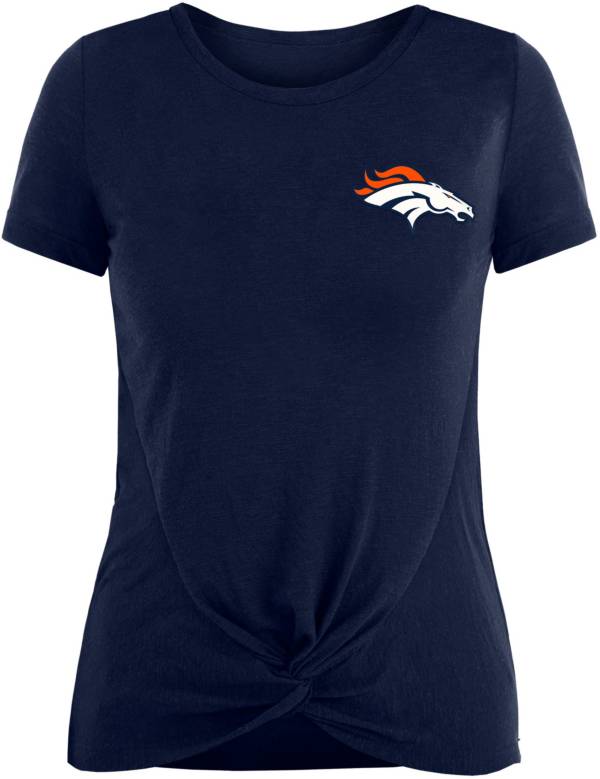 New Era Women's Denver Broncos Twist Front Navy T-Shirt