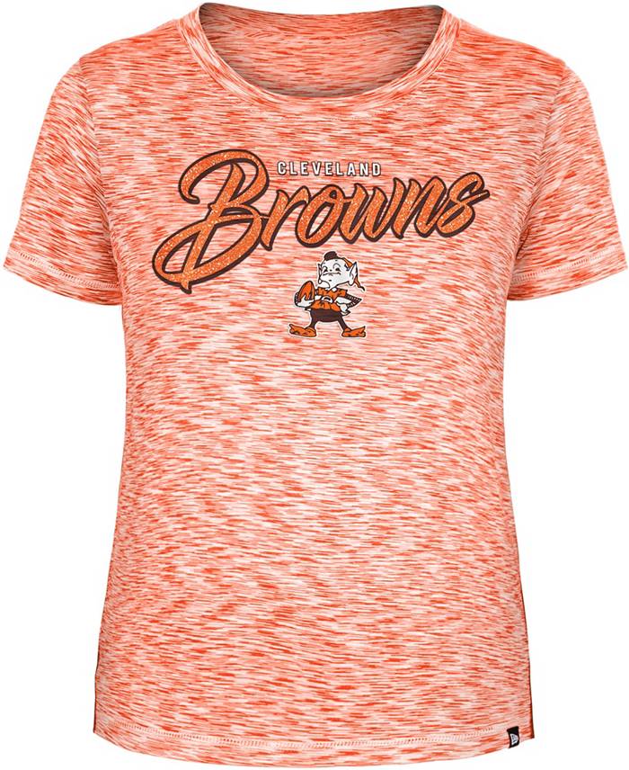New Era Women's Cleveland Browns Space Dye Glitter Orange T-Shirt