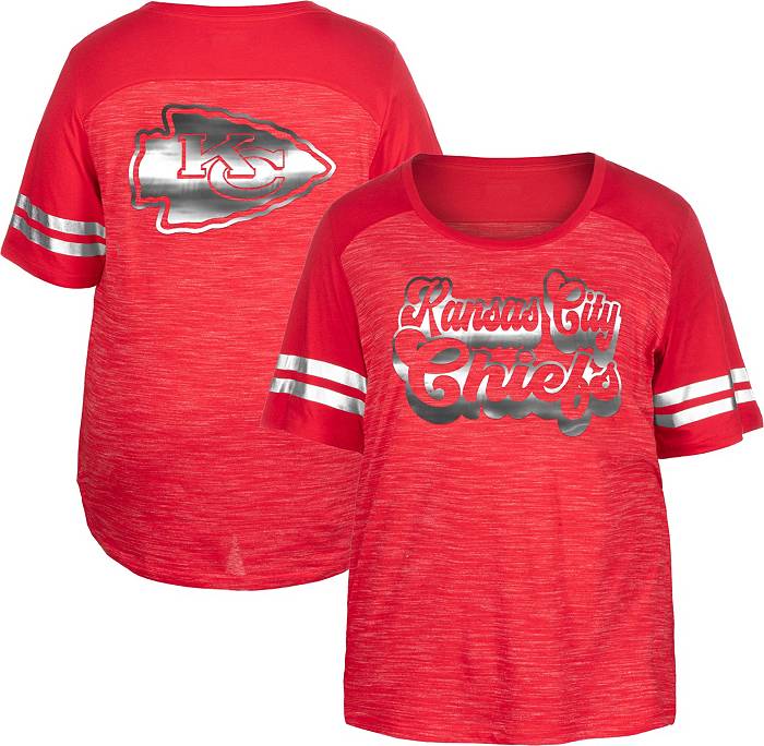 Kansas City Chiefs New Era Women's Plus Size Lace-Up Notch Neck Long Sleeve  T-Shirt - Red