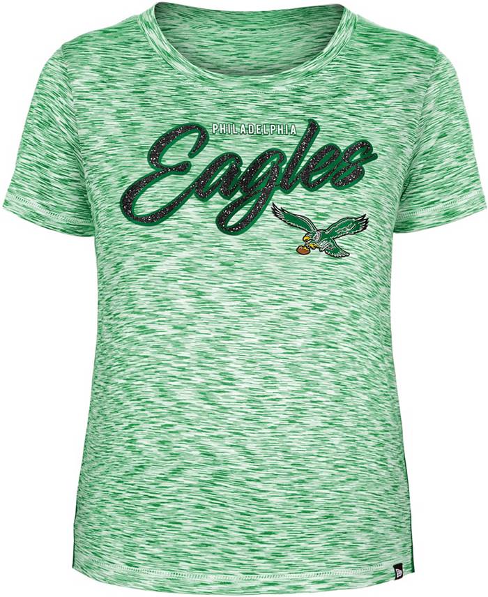 New Era Women's Philadelphia Eagles Space Dye Glitter Green T-Shirt