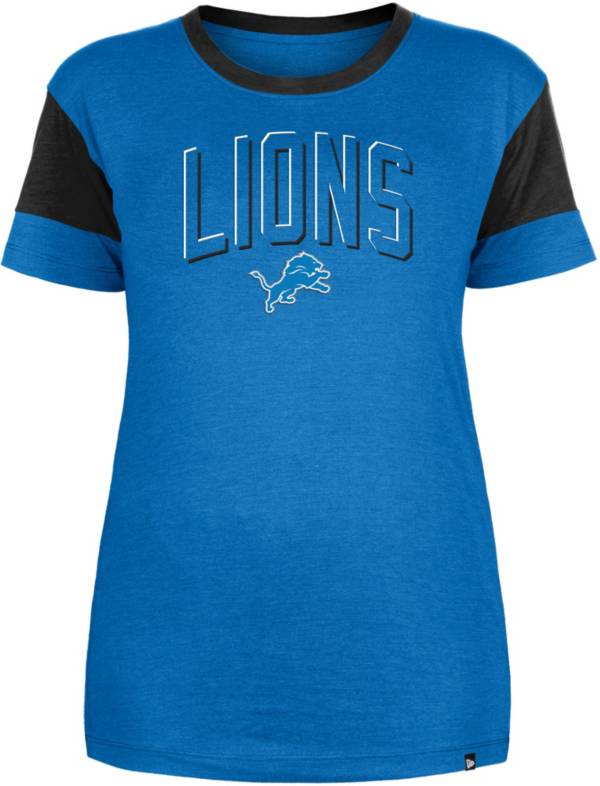 New Era Women's Detroit Lions Shield Insert Blue T-Shirt