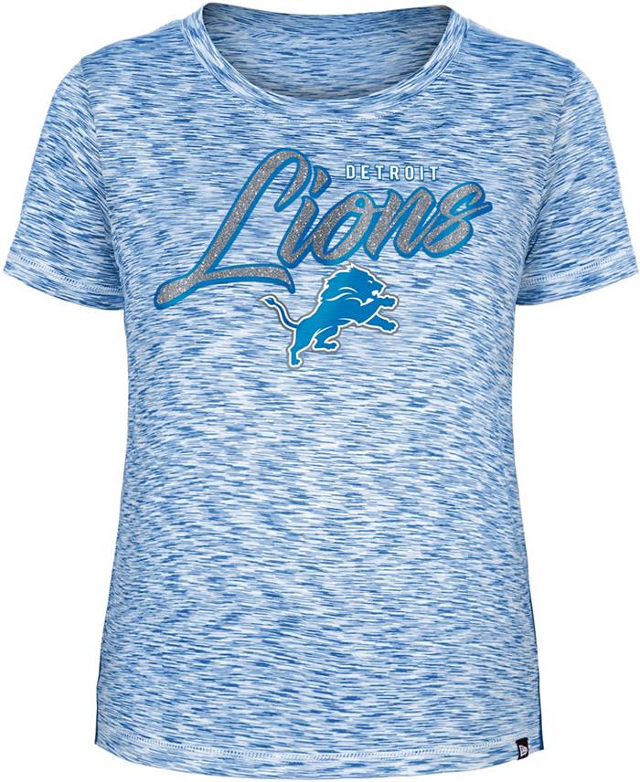 New Era Women's Detroit Lions Space Dye Glitter Blue T-Shirt