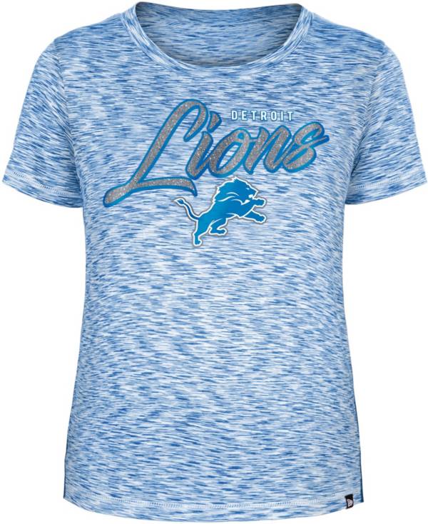 Women's New Era Blue Detroit Lions Raglan Lace-Up T-Shirt