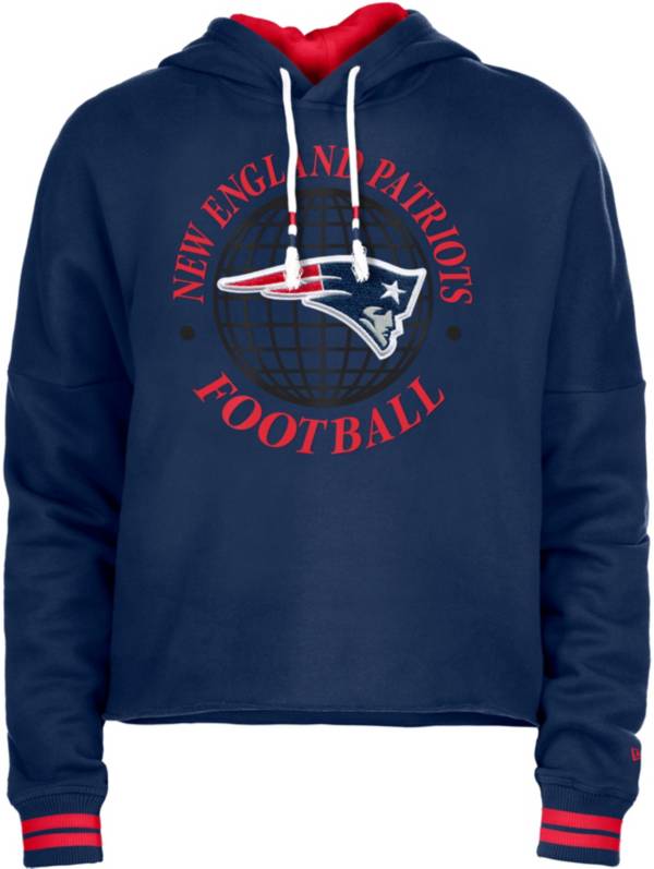 New Era Women s New England Patriots Navy Raw Edge Cropped Hoodie