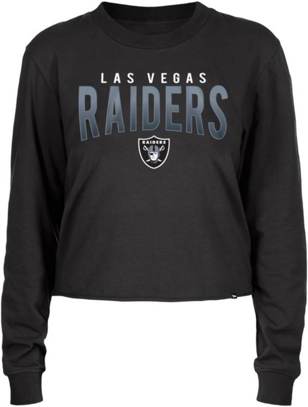 Women's '47 Black Las Vegas Raiders Skyler Parkway Cropped Long Sleeve  T-Shirt