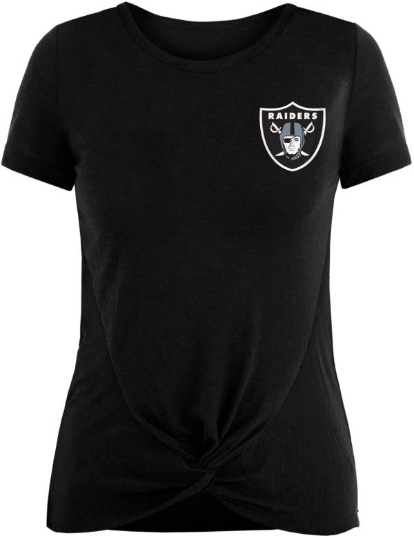Las Vegas Raiders New Era Women's Athletic Slub Front Knot T-Shirt - Black