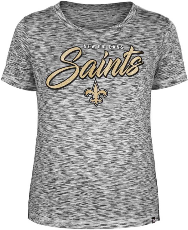 New Era Women's New Orleans Saints Space Dye Glitter Black T-Shirt