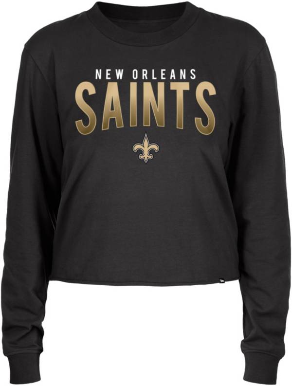 New Era Women's New Orleans Saints Black Sporty Long Sleeve Crop Top