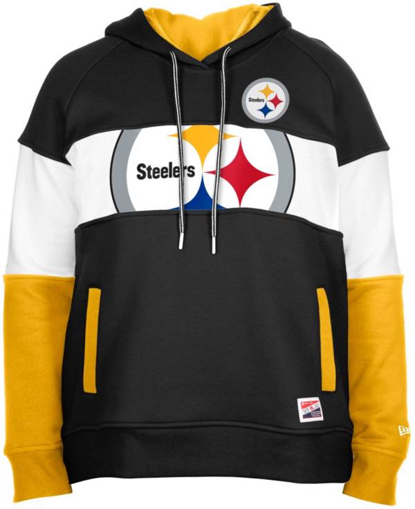 New Era Women's Pittsburgh Steelers Color Block Black Plus Size Hoodie