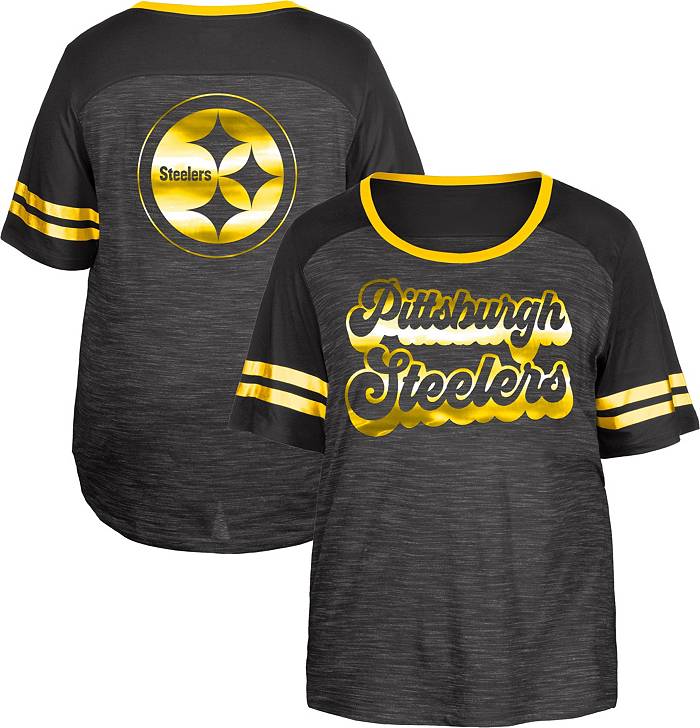 New Era Women's Pittsburgh Steelers Space Dye Black Plus Size T-Shirt