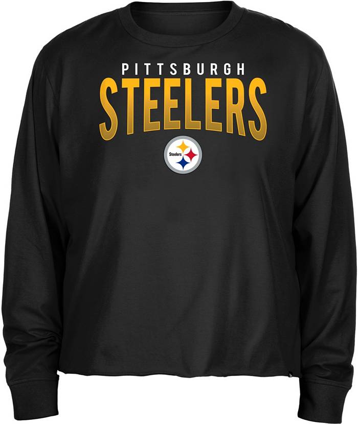 New Era Women's Pittsburgh Steelers Sporty Crop Black Plus Size Long Sleeve  T-Shirt