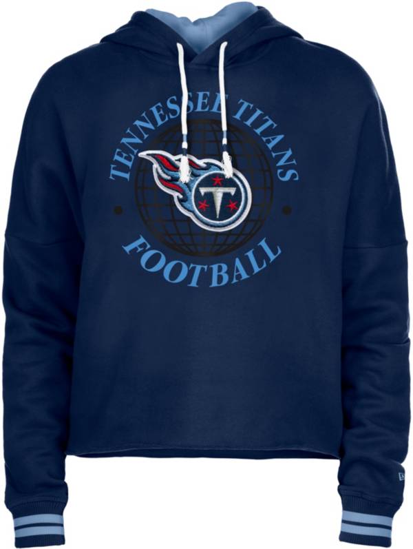 New Era Women's Tennessee Titans Navy Raw Edge Cropped Hoodie product image