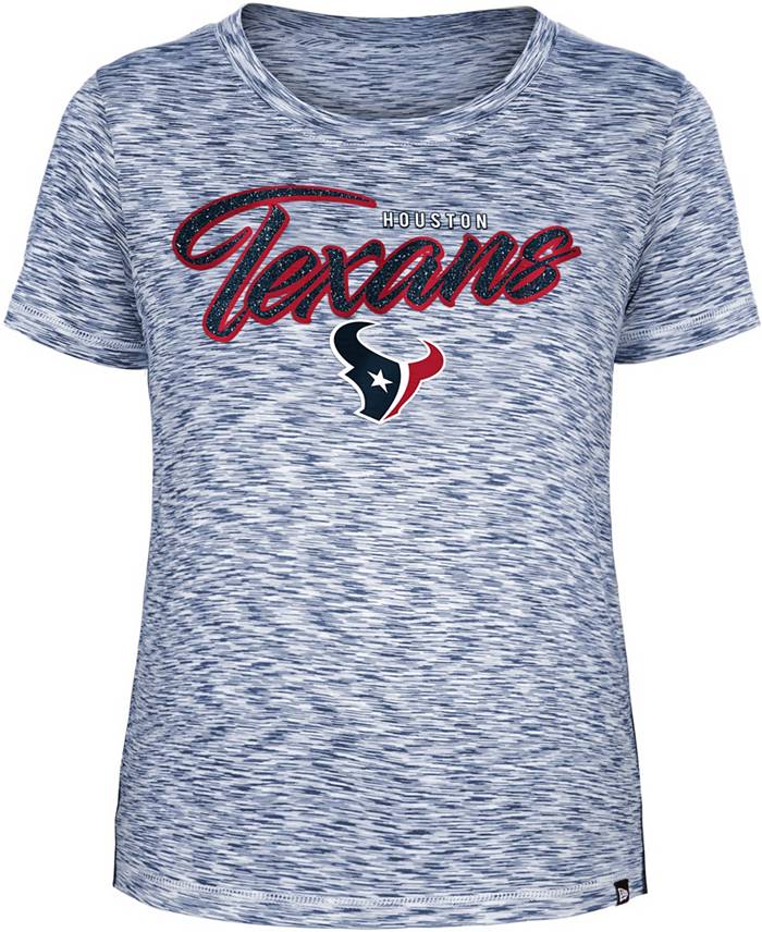 New Era Women's Houston Texans Space Dye Glitter Navy T-Shirt