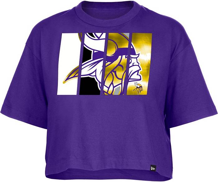 Women's New Era Purple Minnesota Vikings Contrast Sleeve Stripe V