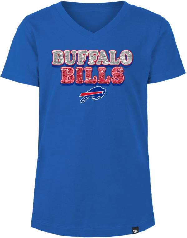 New Era Girls' Buffalo Bills Sequins T-Shirt - Royal - 6/6x Each