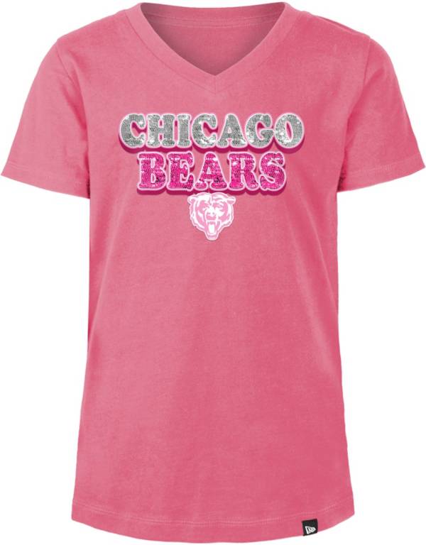 New Era Girls' Chicago Bears Sequins Pink T-Shirt